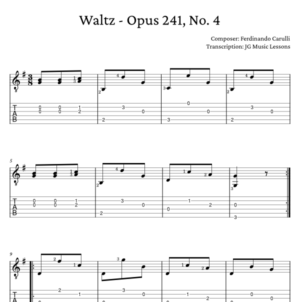 Waltz - Opus 241 No 4 - Carulli guitar tab preview