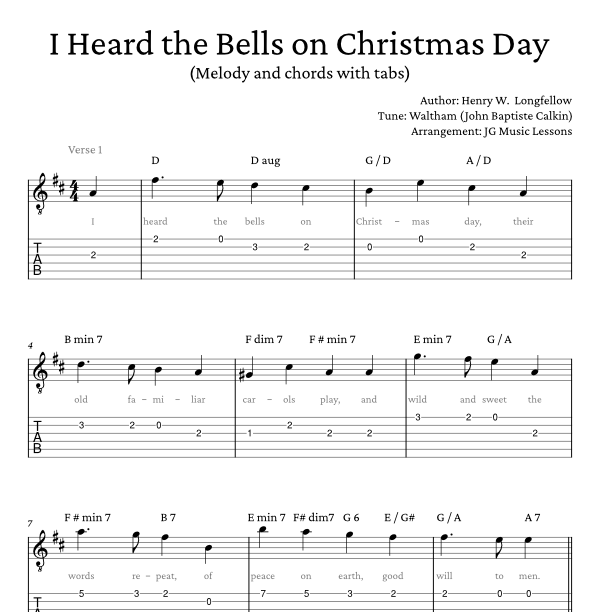 I Heard the Bells on Christmas Day - melody preview