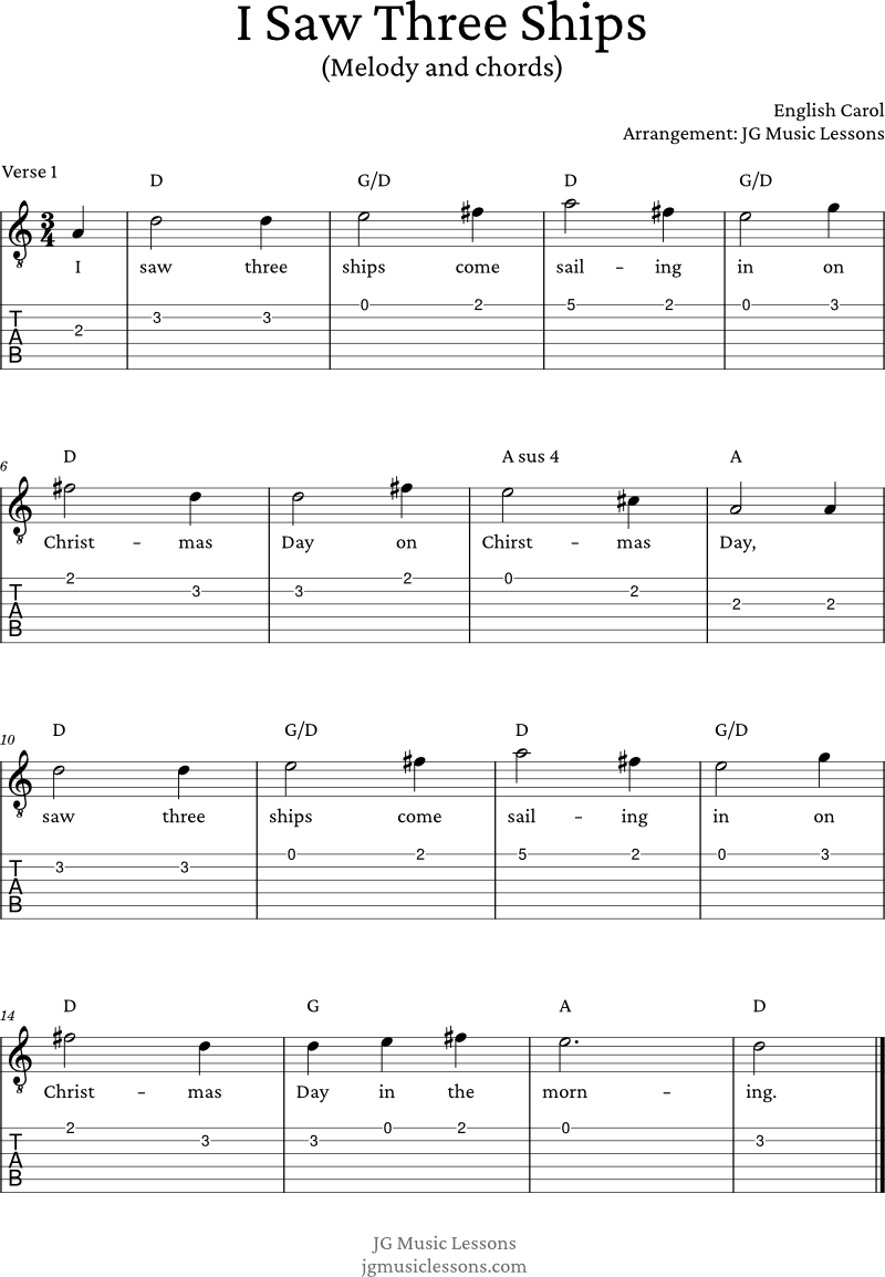 I Saw Three Ships guitar tabs and chords