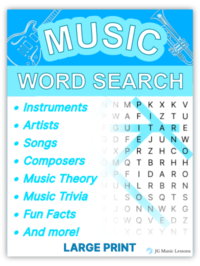 Music Word Search: Instruments, Artists, Songs, Composers, Music Theory, Trivia and Fun Facts for Kids, Teens, and Adults