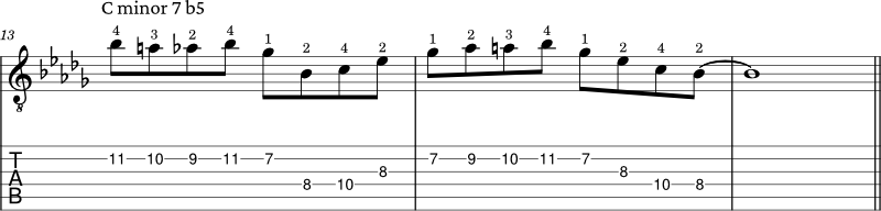 Half diminished arpeggio example 5