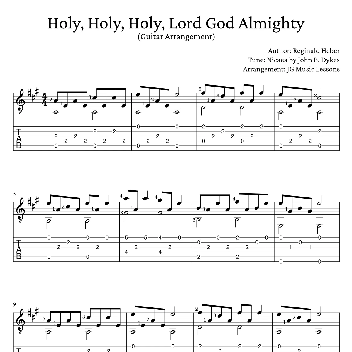 Holy Holy Holy Lord God Almighty - guitar arrangement preview