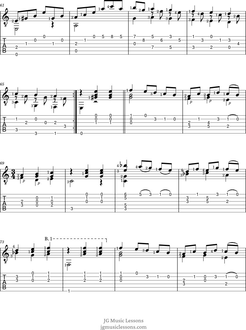 Malaguena by Tarrega guitar tabs 5