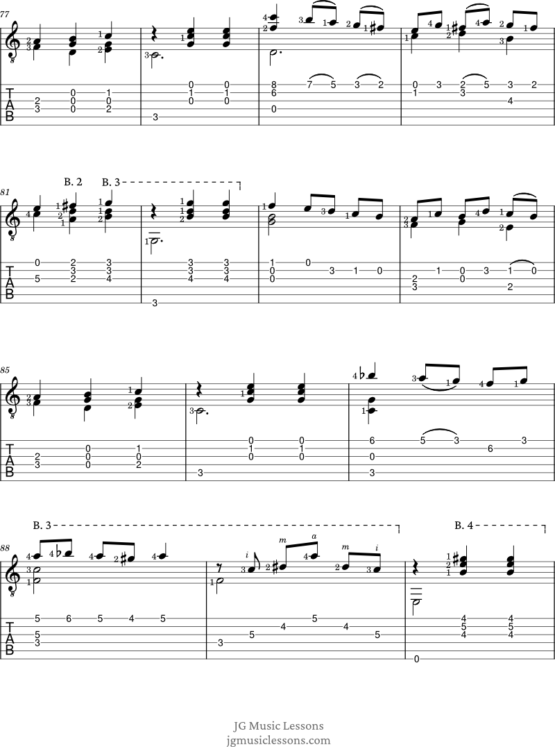 Malaguena by Tarrega guitar tabs 6