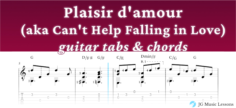 Plaisir d'amour (aka Can't Help Falling in Love) guitar tabs and chords banner