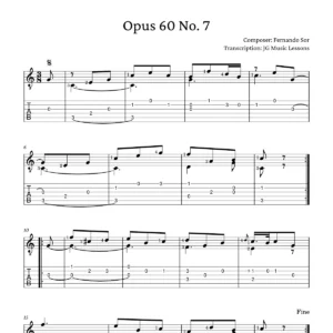 Sor Op. 60 No. 7 guitar tabs preview