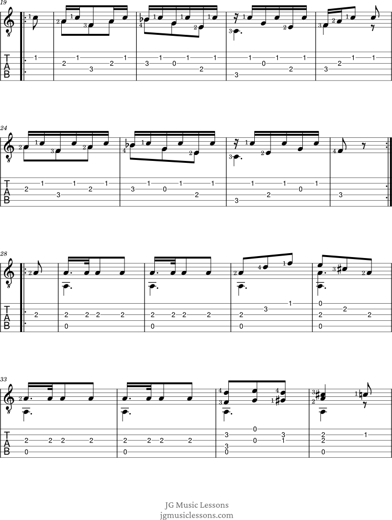 Sor Op. 60 No. 7 page 2 guitar tabs