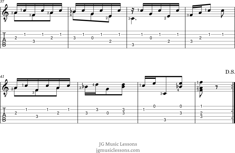 Sor Op. 60 No. 7 page 3 guitar tabs