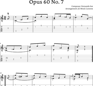 Sor Op. 60 No. 7 tabs sheet music banner