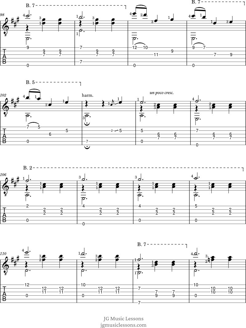 Gran Vals - Tarrega guitar tabs pg 7