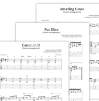 Popular Guitar Songs Bundle of 3 (Canon in D, Fur Elise, Amazing Grace)