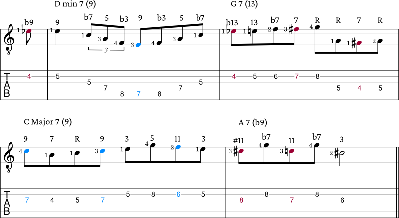 Chord Tone Voice Leading example 3 extensions