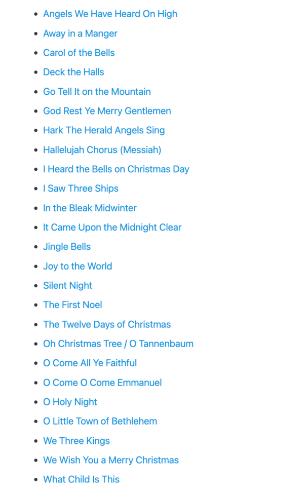 Christmas Songs Bundle List