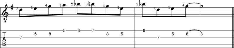 G Major blues scale notation lick 2