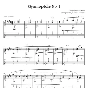 Gymnopedie 1 by Erik Satie guitar tabs preview