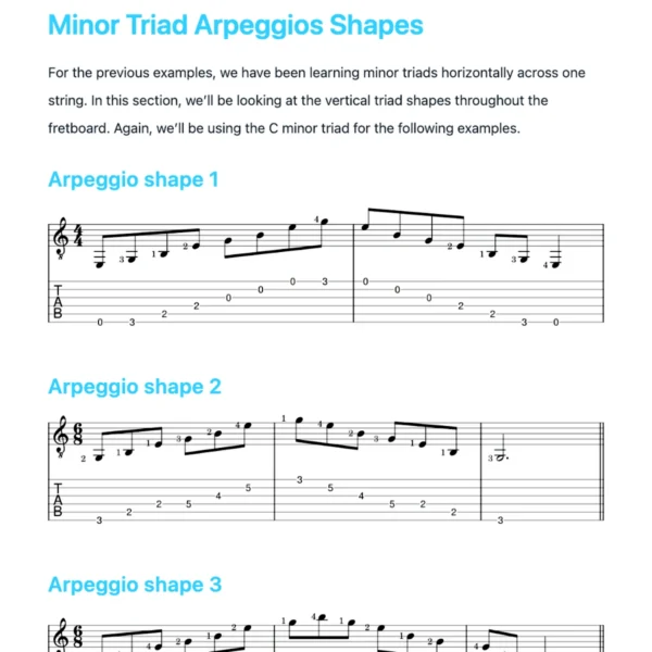 How to play Minor Triads on Guitar - Lesson PDF - JG Music Lessons
