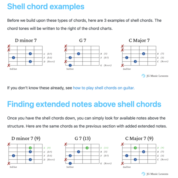 How to Build Extended Chords on Guitar - Lesson PDF - JG Music Lessons