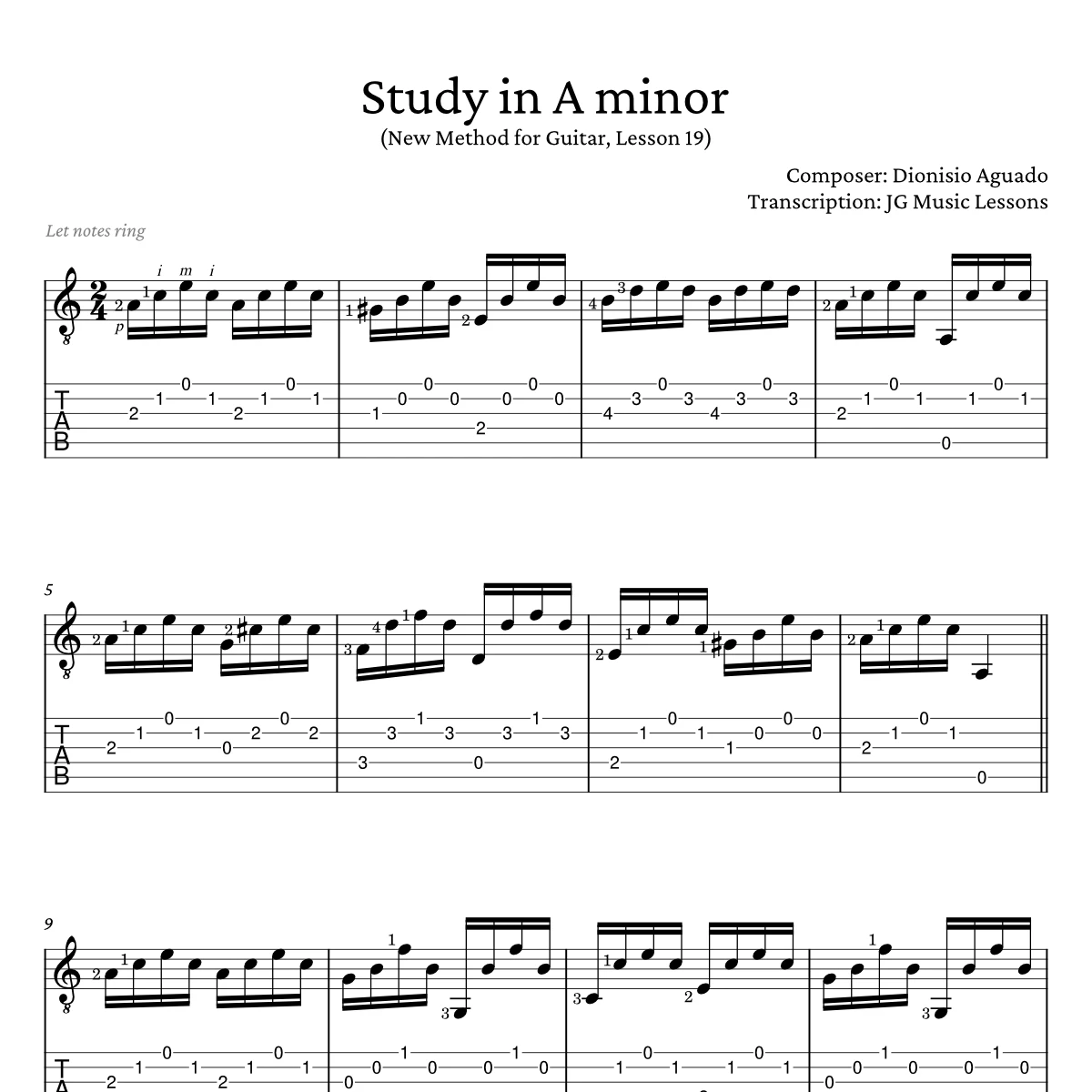 Study in A minor - Aguado WC cover