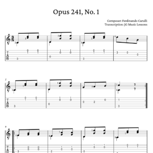 Carulli Opus 241 No. 1 guitar tabs preview