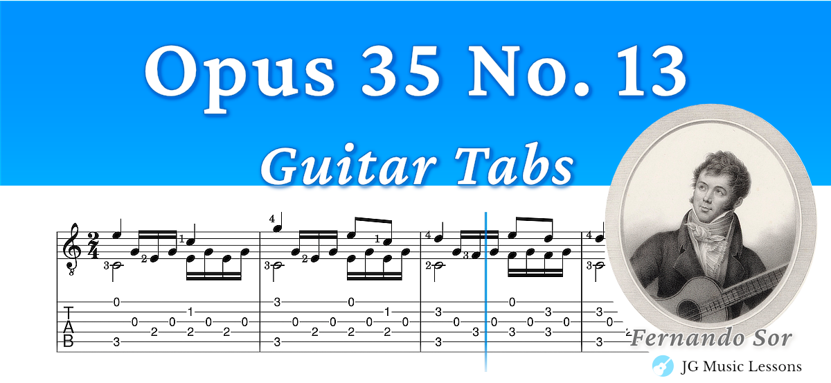 Opus 35 No 13 Sor guitar tabs banner