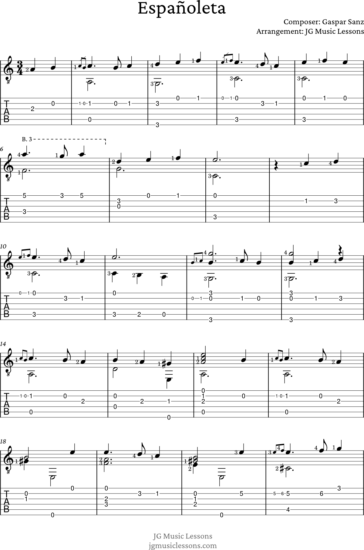 Espanoleta Sanz guitar tabs 1