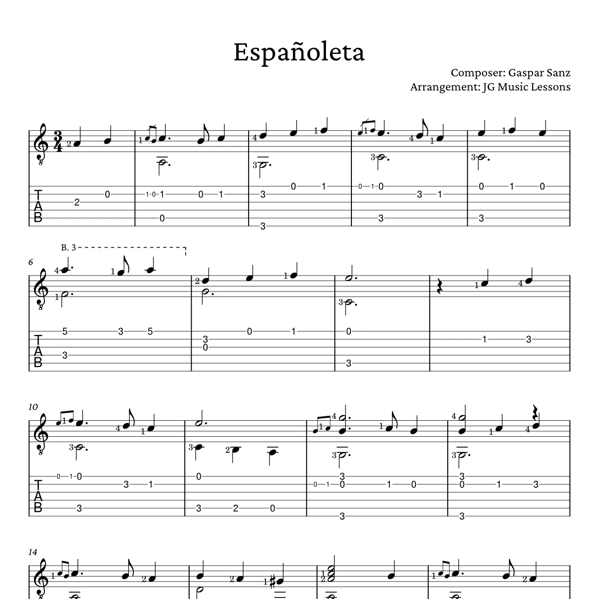 Espanoleta Sanz tabs preview