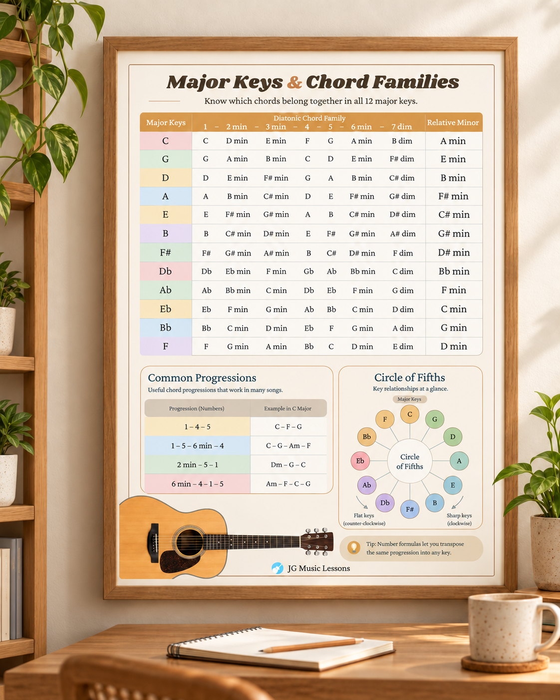 Major Keys and Chord Families Chart 1