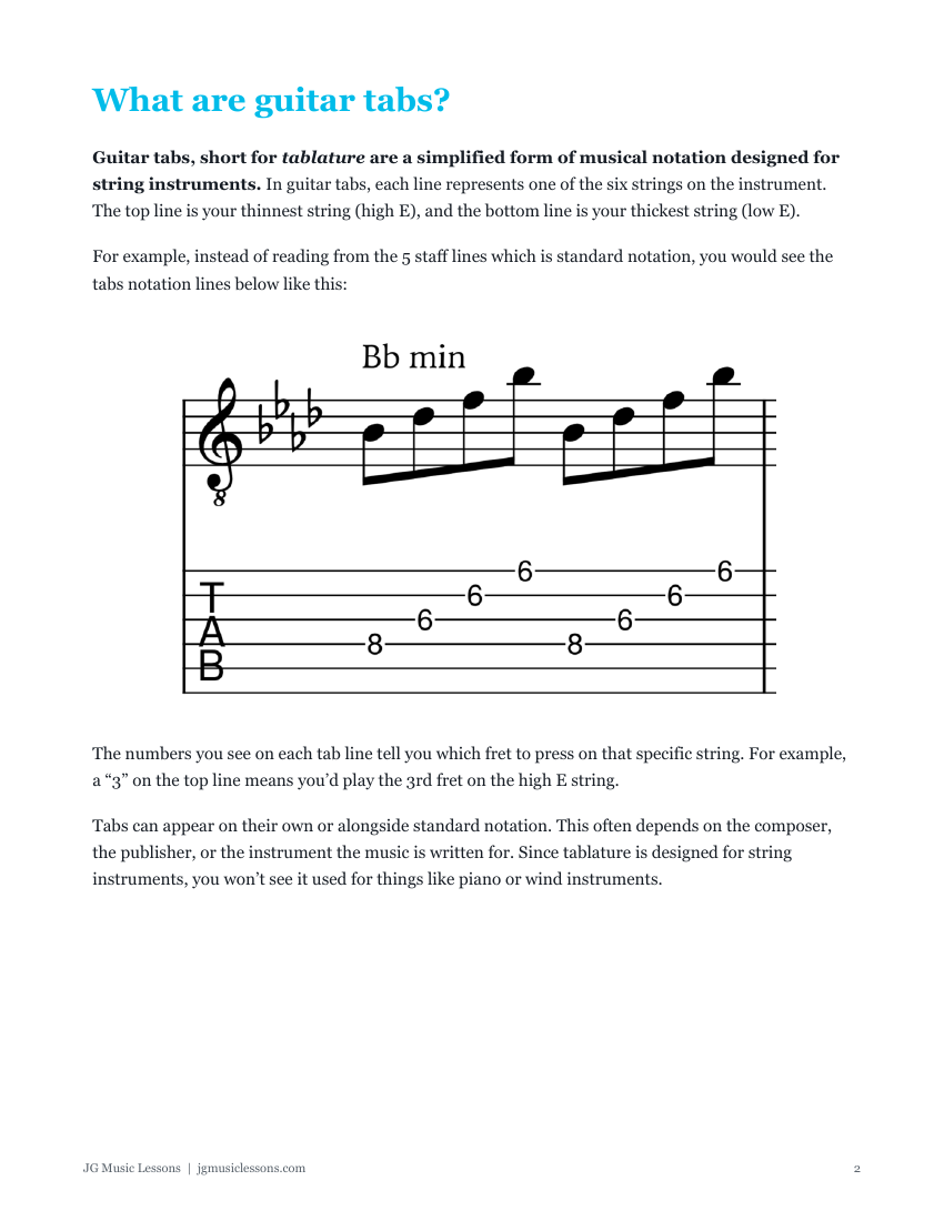 Guitar tabs preview 2