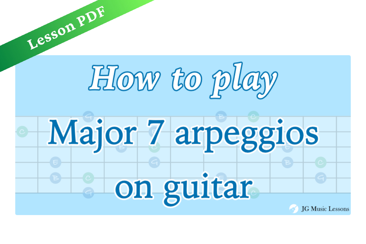 Major 7 Arpeggios: Shapes and Application Examples – Lesson PDF cover
